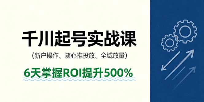 抖音千川起号实战课，新户操作,随心推投放,全域放量，6天掌握ROI提升500%-铜臭网