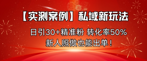 【实测案例】私域新玩法，日引30+精准粉，转化率50%，新人照做也能出单！-铜臭网