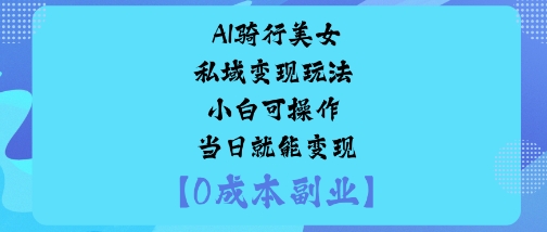AI骑行美女私域变现玩法小白可操作当日就能变现-铜臭网