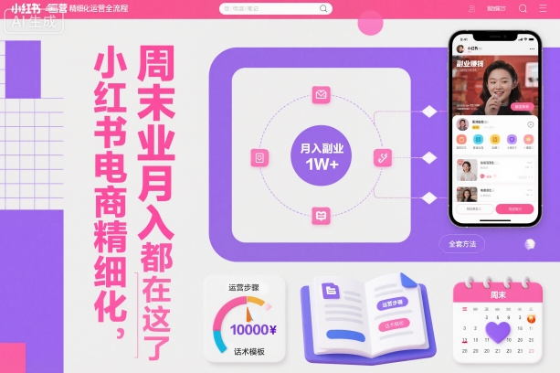 小红书电商精细化运营全流程，周末副业月入1W+，全套方法都在这了-铜臭网