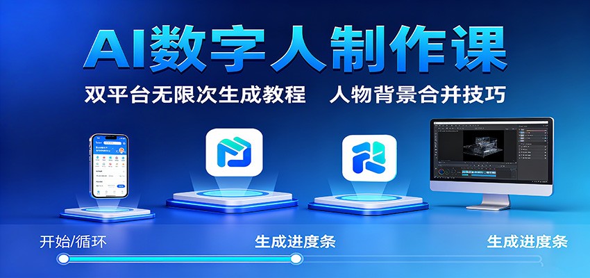 AI数字人制作课：双平台无限次生成教程，人物背景合并技巧-铜臭网