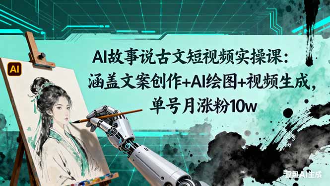 AI故事说古文短视频实操课：涵盖文案创作+AI绘图+视频生成，单号月涨粉10w-铜臭网