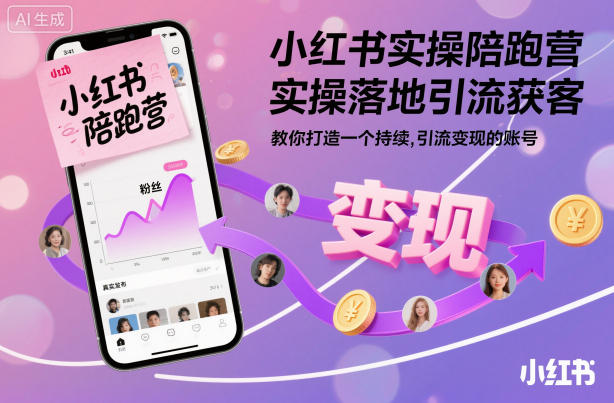 小红书实操陪跑营，实操落地引流获客，教你打造一个持续引流变现的账号-铜臭网