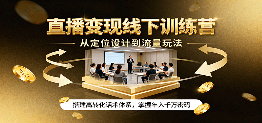 直播变现线下训练营,从定位设计到流量玩法,搭建高转化话术体系,掌握年入千万密码-铜臭网