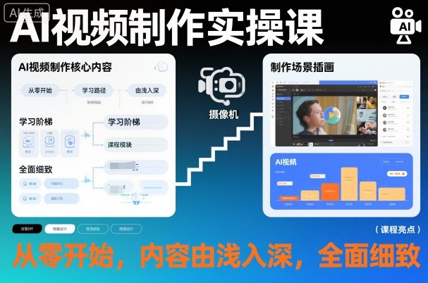 AI视频制作实操课，从零开始，内容由浅入深，全面细致-铜臭网