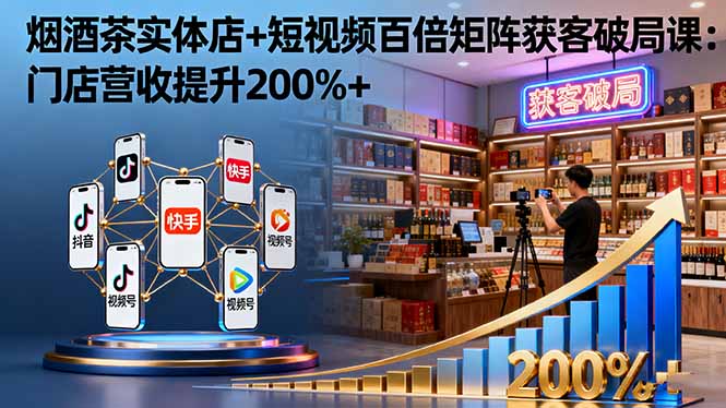 烟酒茶实体店+短视频百倍矩阵获客破局课：门店营收提升200%+-铜臭网