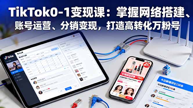 TikTok0-1变现课:掌握网络搭建、账号运营、分销变现,打造高转化万粉号-铜臭网