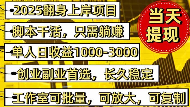 稳定八年美金掘金2.0脚本干活，只需躺赚。单人日收益1000-3000可批量、…-铜臭网