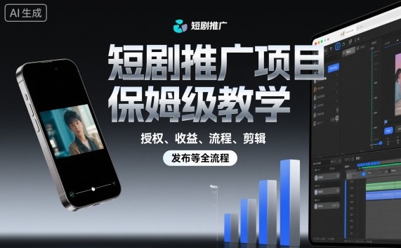 短剧推广项目保姆级教学，授权、收益、流程、剪辑，发布等全流程-铜臭网