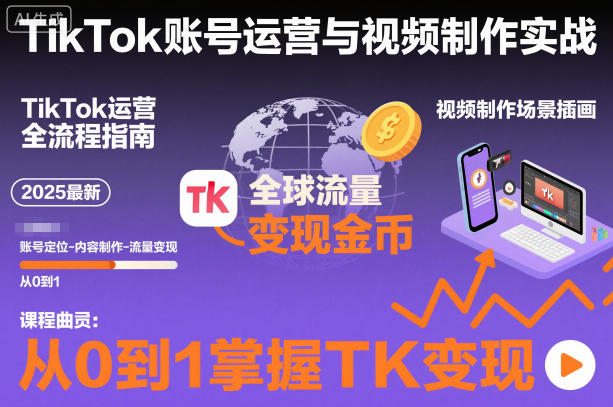 2025最新TikTok账号运营与视频制作实战全流程，从0到1掌握TK变现(含11月最新TK搬运技术)-铜臭网