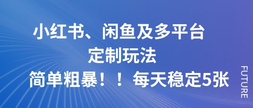 小红书、闲鱼及多平台定制玩法简单粗暴！每天稳定5张-铜臭网