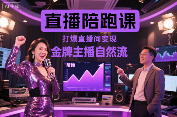直播陪跑课，金牌主播自然流打爆直播间，复制高变现玩法-铜臭网