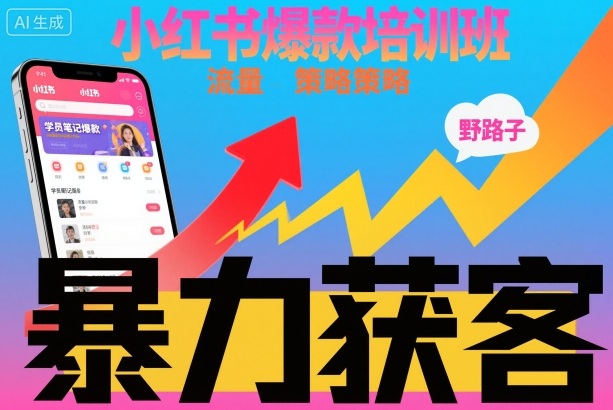 小红书爆款培训班，小红书获客野路子流量打法，暴力持续获客-铜臭网