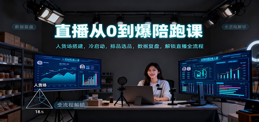 直播从0到爆陪跑课：人货场搭建，冷启动，排品选品，数据复盘，解锁直播全流程-铜臭网
