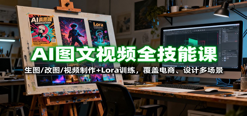 AI图文视频全技能课：生图/改图/视频制作+Lora训练，覆盖电商 、设计多场景-铜臭网