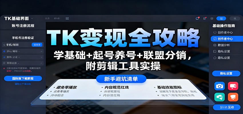 TK变现全攻略：学基础+起号养号+联盟分销，附剪辑工具实操-铜臭网