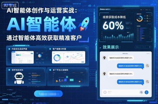 AI智能体创作与运营实战，实体门店通过智能体高效获取精准客户-铜臭网