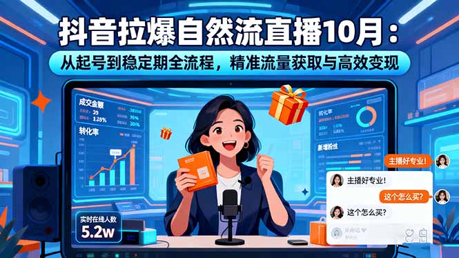 抖音拉爆自然流直播10月：从起号到稳定期全流程，精准流量获取与高效变现-铜臭网