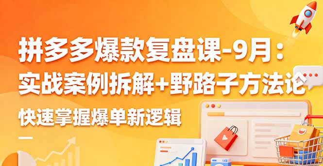 拼多多爆款复盘课-9月：实战案例拆解+野路子方法论，快速掌握爆单新逻辑-铜臭网