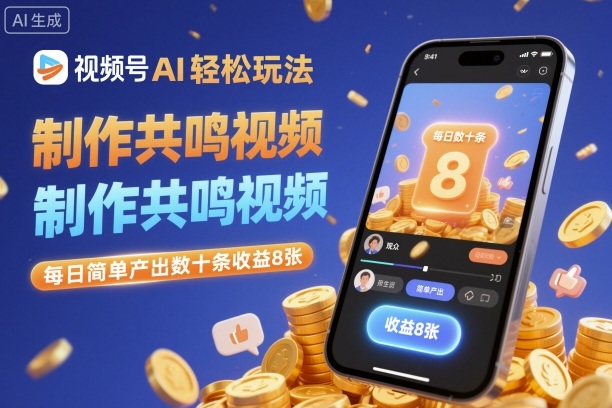 视频号AI轻松玩法，制作共鸣视频，每日简单产出数十条收益8张-铜臭网