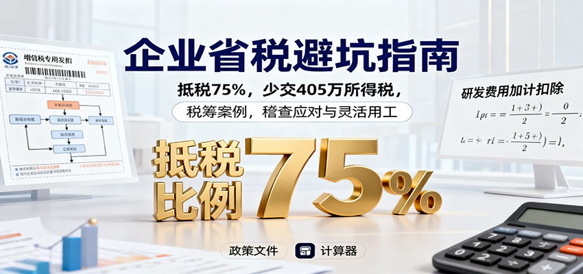 企业省税避坑指南：抵税75%，少交405万所得税，税筹案例，稽查应对与灵活用工-铜臭网