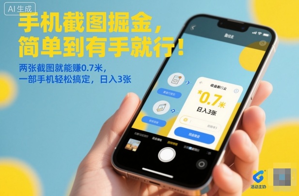 手机截图掘金，简单到有手就行！两张截图就能賺0.7米，一部手机轻松搞定，日入3张【揭秘】-铜臭网