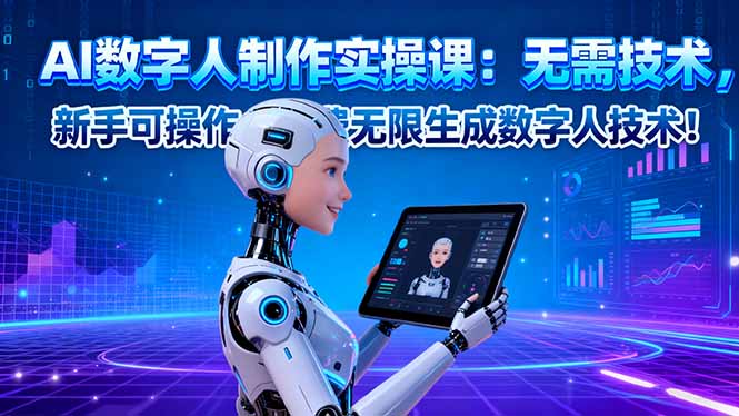 AI数字人制作实操课：无需技术，新手可操作，免费无限生成数字人技术！-铜臭网