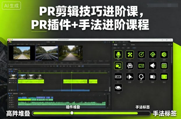 PR剪辑技巧进阶课，PR插件+手法进阶课程-铜臭网