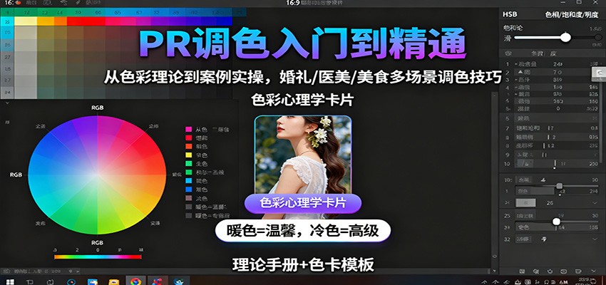 PR调色入门到精通：从色彩理论到案例实操，婚礼/医美/美食多场景调色技巧-铜臭网