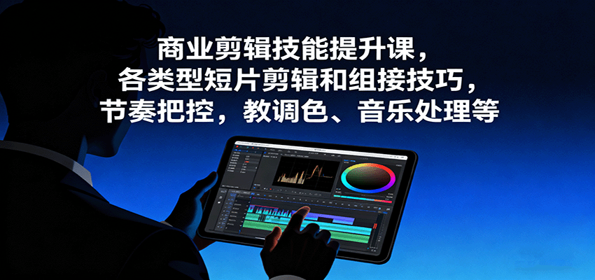 商业剪辑技能提升课，各类型短片剪辑和组接技巧，节奏把控，教调色、音乐处理等-铜臭网