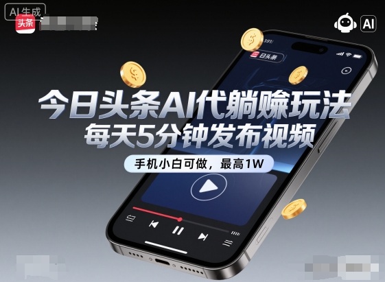 今日头条AI代躺賺玩法，每天5分钟发布视频，手机小白可做，最高1W+【揭秘】-铜臭网