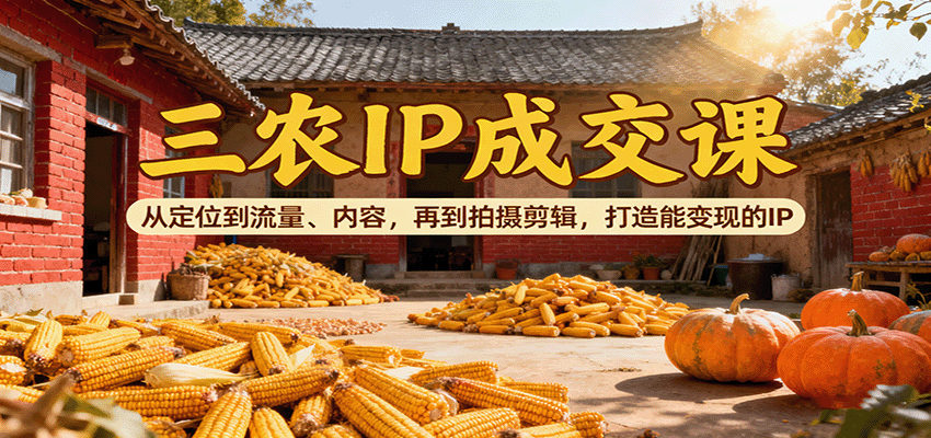 三农IP成交课：从定位到流量、内容，再到拍摄剪辑，打造能变现的IP-铜臭网