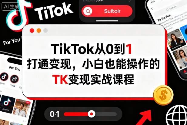 TikTok从0到1打通变现,小白也能操作的TK变现实战课程-铜臭网