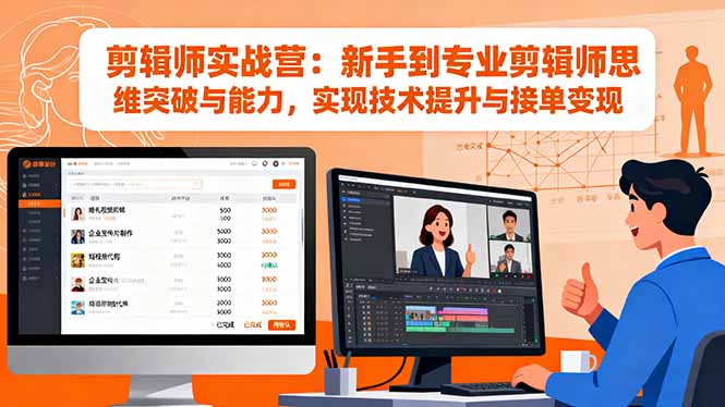 剪辑师实战营：新手到专业剪辑师思维突破与能力，实现技术提升与接单变现-铜臭网