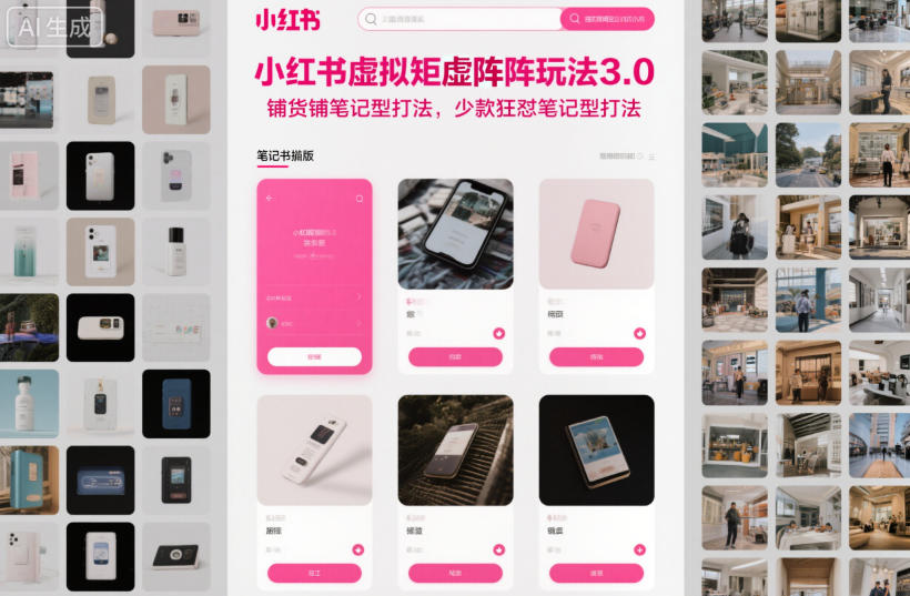 小红书虚拟矩阵玩法3.0，铺货铺笔记型打法，少款狂怼笔记型打法-铜臭网