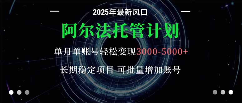 阿尔法托管计划 单账号月入3000-5000，长期稳定项目，新手小白轻松上手。-铜臭网