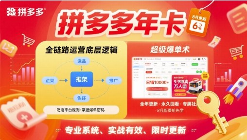 拼多多年卡，拼多多全链路运营底层逻辑，超级爆单术【更新10月】-铜臭网