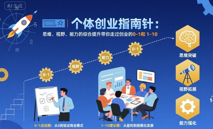 个体创业指南针，思维、视野、能力的综合提升带你走过创业的0-1和1-10【音频】-铜臭网