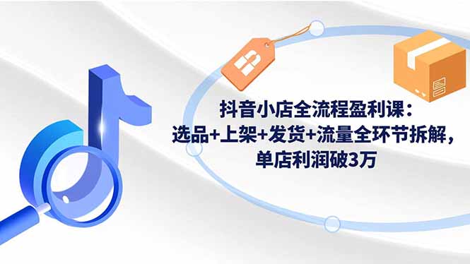 抖音小店全流程盈利课：选品+上架+发货+流量全环节拆解，单店利润破3万-铜臭网