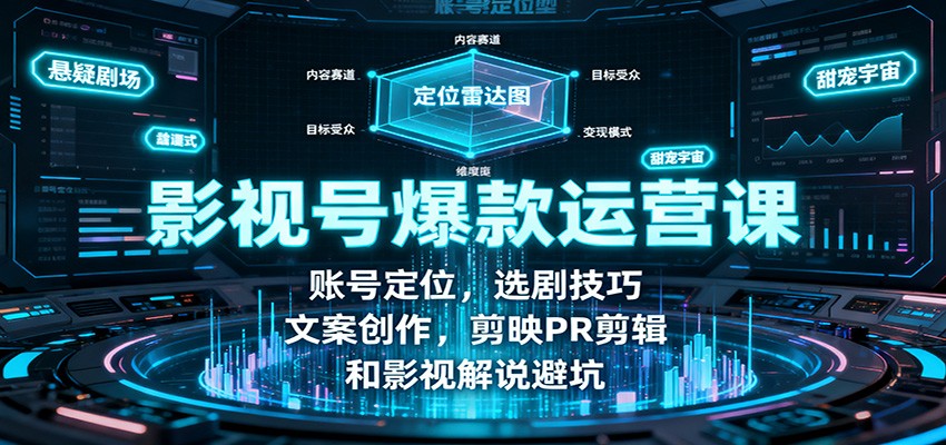 影视号爆款运营课:账号定位,选剧技巧,文案创作,剪映PR剪辑和影视解说避坑-铜臭网