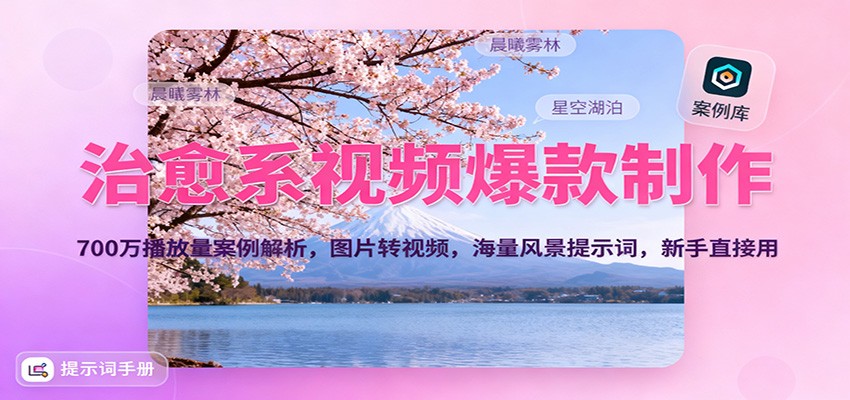 治愈系视频爆款制作，700万播放量案例解析，图片转视频，海量风景提示词，新手直接用-铜臭网