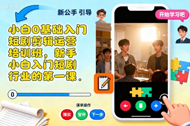 小白0基础入门短剧剪辑运营培训班，新手小白入门短剧行业的第一课-铜臭网