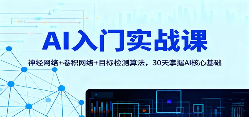 AI入门实战课：神经网络+卷积网络+目标检测算法，30天掌握AI核心基础-铜臭网