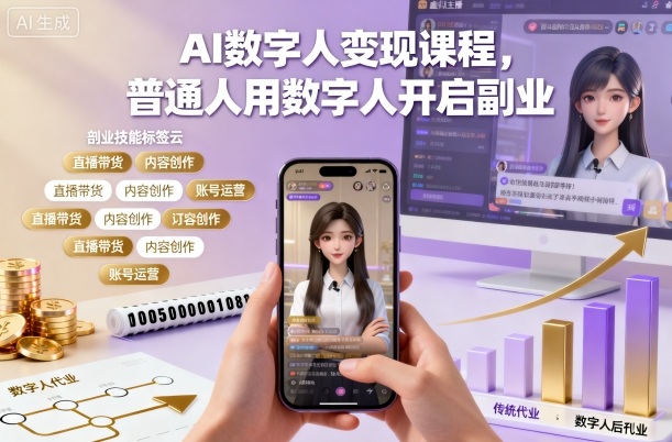 AI数字人变现课程，普通人用数字人开启副业-铜臭网