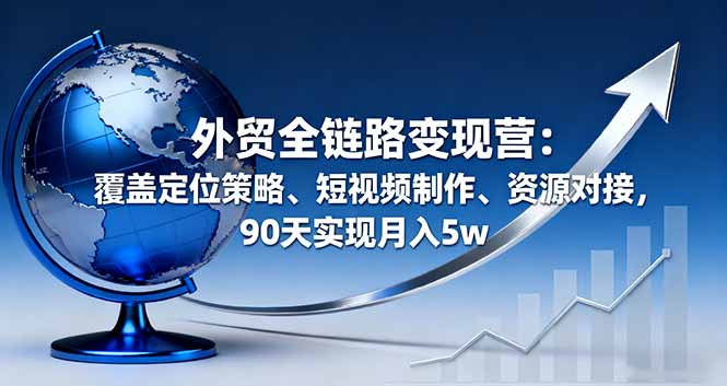 外贸全链路变现营：覆盖定位策略、短视频制作、资源对接，90天实现月入5w-铜臭网