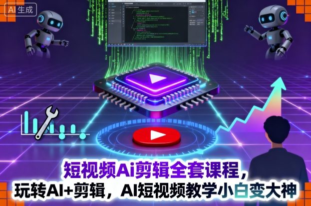 短视频Ai剪辑全套课程，玩转AI+剪辑，AI短视频教学小白变大神-铜臭网