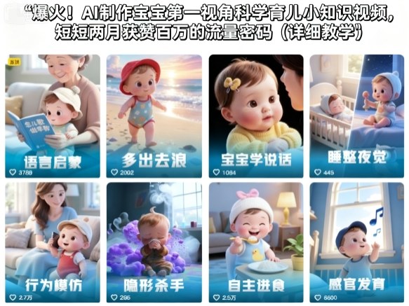 爆火！AI制作宝宝第一视角科学育儿小知识视频，短短两月获赞百万的流量密码(详细教学)-铜臭网