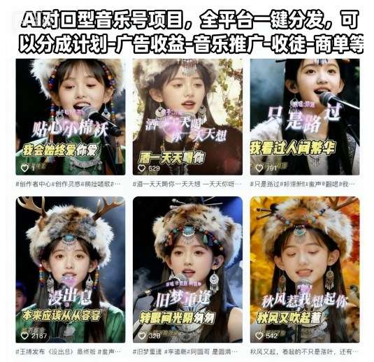 AI对口型音乐号项目，全平台一键分发，可以分成计划-广告收益-音乐推广-收徒-商单等-铜臭网