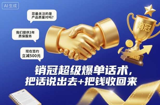 销冠超级爆单话术，把话说出去+把钱收回来-铜臭网