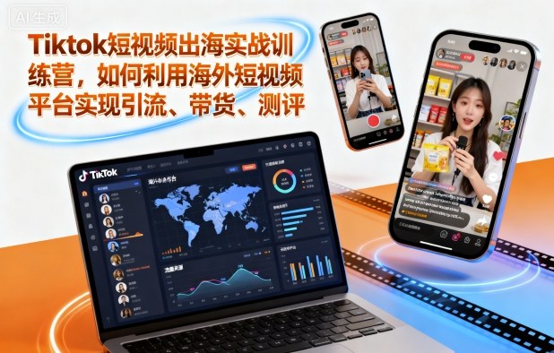 Tiktok短视频出海实战训练营，如何利用海外短视频平台实现引流、带货、测评-铜臭网